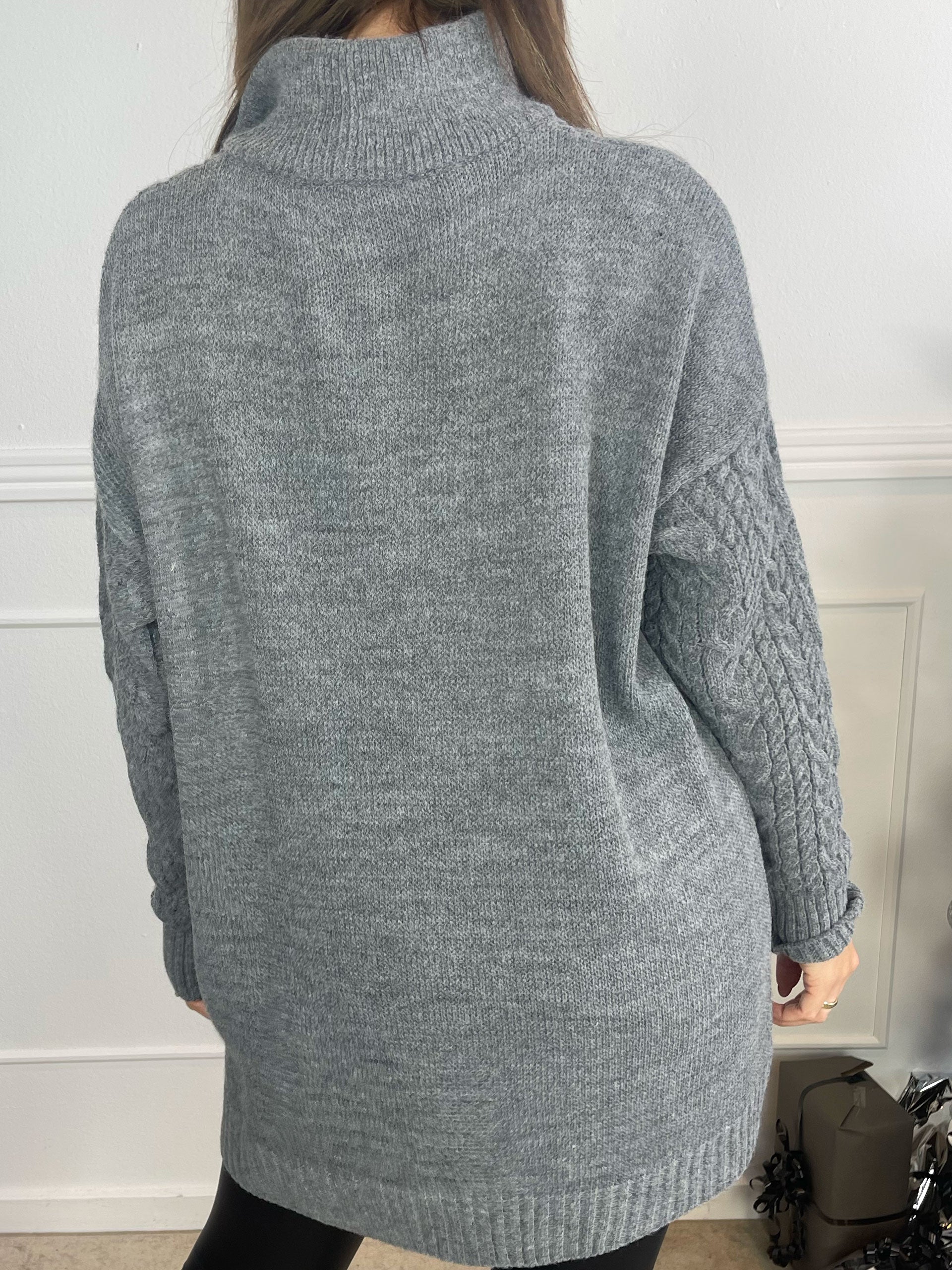 Esly - Kabelstickad tröja med dragkedja